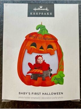 2025 Hallmark Keepsake Baby's First Halloween Pumpkin Photo Ornament